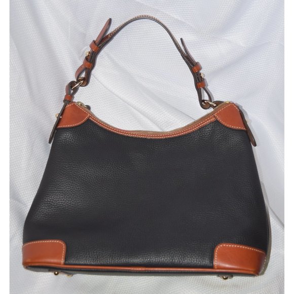 Dooney & Burke Black/ Brown Leather Hobo Bag - Picture 2 of 5